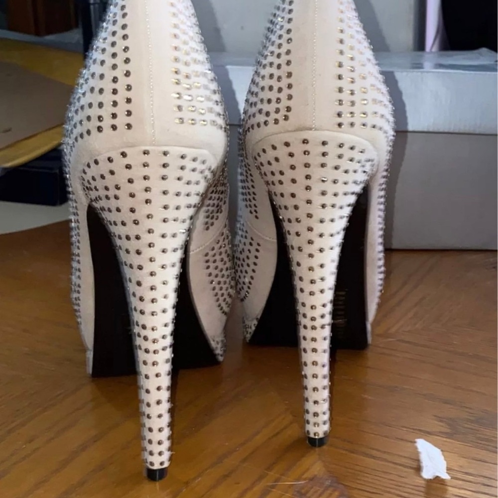 mark. Cream Elegant Rhinestone Heels - Picture 2 of 3